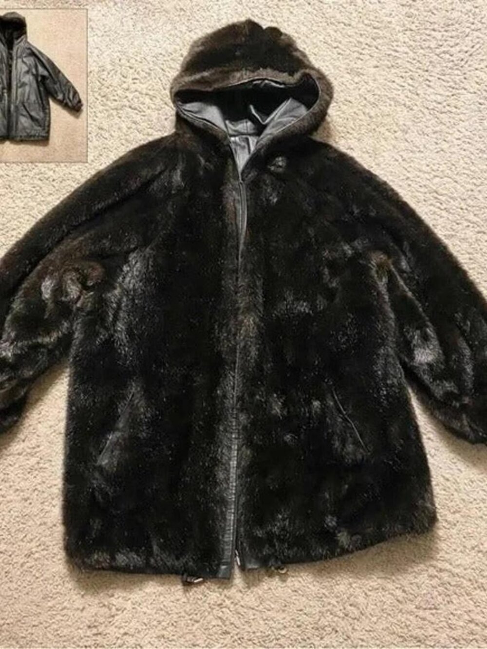 RZR Leather Coat Jacket & Fur Reversible Jacket Women’s Size Medium  ⏰ INVENTORY